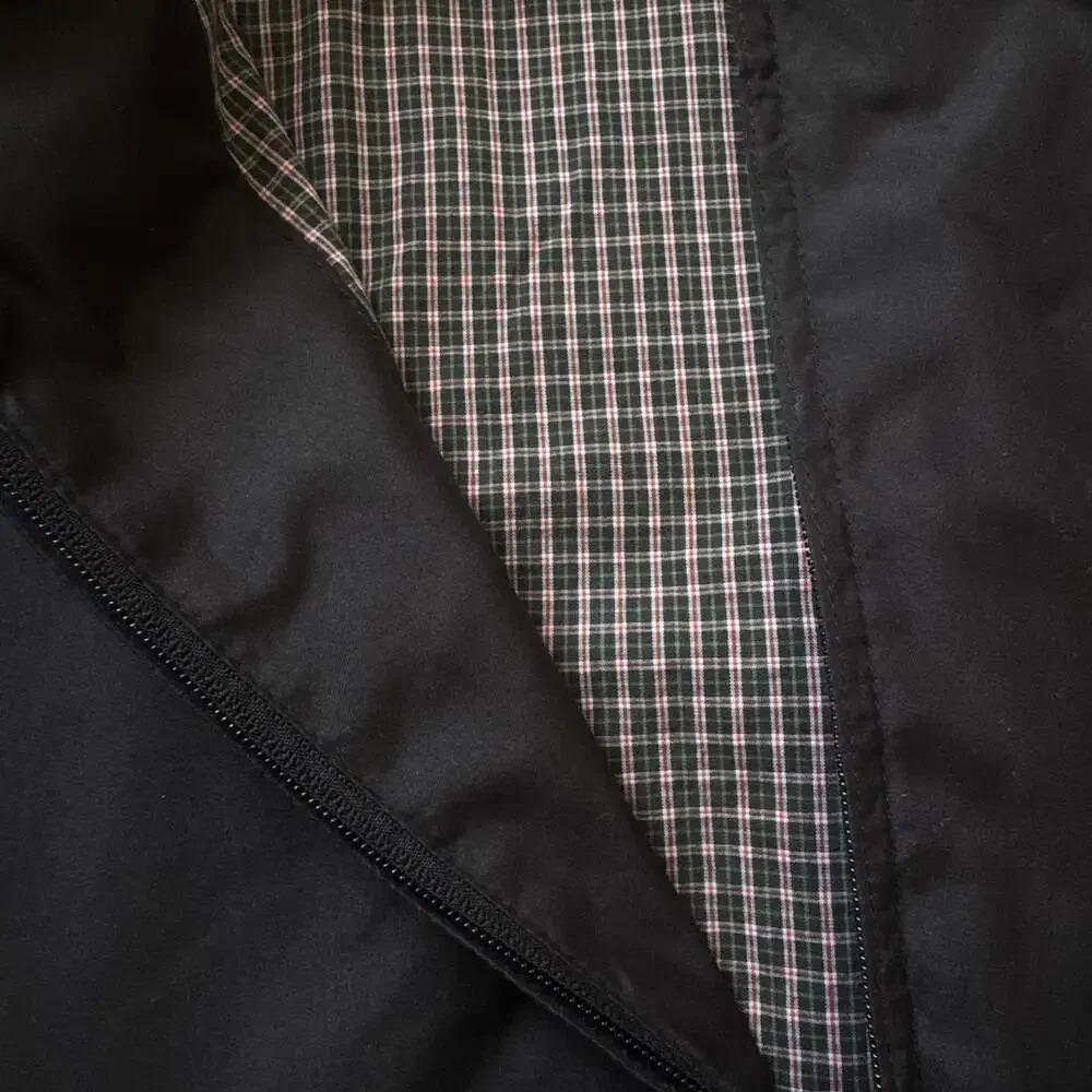 Chaps Harrington Jacket Men’s Medium Black Full Zip Plaid Lined Lightweight Coat